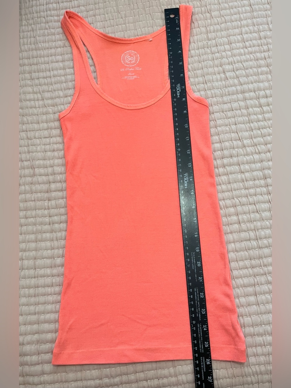 SO The Perfect Tank Top Ribbed Racerback Peach Size Small - Picture 3 of 6
